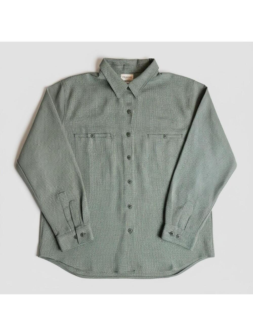 Christopher & Banks XL Button-Up Shirt in Subtle Green Houndstooth
